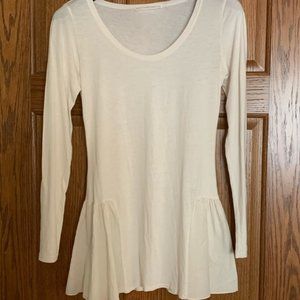 Peruvian Connection Ivory Ruffle Hem sides Tunic
